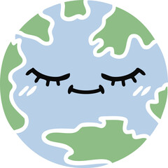 flat color retro cartoon of a planet earth