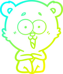 cold gradient line drawing of a laughing teddy  bear cartoon