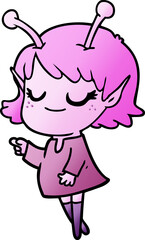 smiling alien girl cartoon
