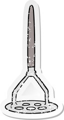 distressed sticker of a cartoon potato masher