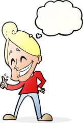 cartoon man snapping fingers with thought bubble