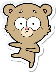 sticker of a nervous dancing bear cartoon