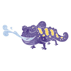 freehand retro cartoon chameleon