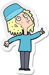 sticker of a cartoon woman wearing winter hat