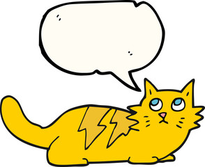 freehand drawn speech bubble cartoon cat