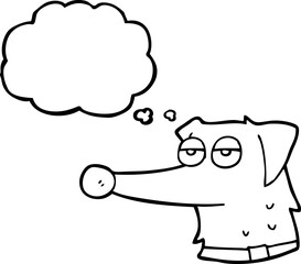 freehand drawn thought bubble cartoon dog with collar