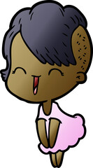 happy cartoon hipster girl