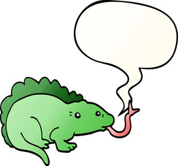 cartoon lizard with speech bubble in smooth gradient style