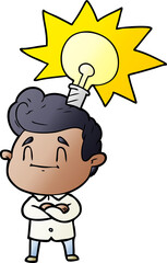 happy cartoon man with idea