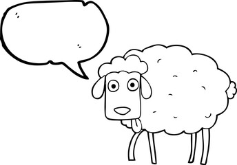 freehand drawn speech bubble cartoon muddy sheep