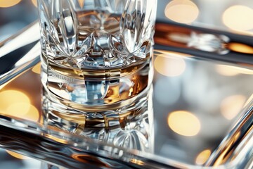 Closeup of Aquavit in a Crystal Glass, Pure Scandinavian Spirit