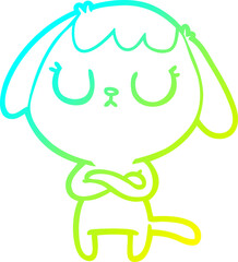 cold gradient line drawing of a cute cartoon dog