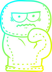 cold gradient line drawing of a cartoon boxing glove