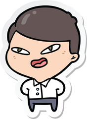 sticker of a cartoon happy business man