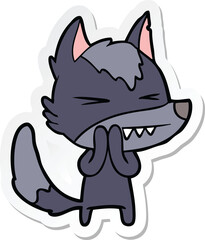 sticker of a angry wolf cartoon