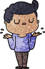 cartoon aloof man shrugging shoulders