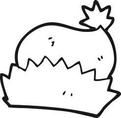 freehand drawn black and white cartoon christmas hat
