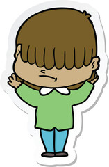 sticker of a cartoon boy with untidy hair