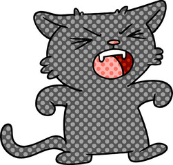 hand drawn cartoon doodle of a screeching cat