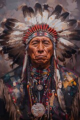 Native American Chief in Full Regalia