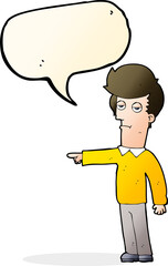 cartoon pointing man with speech bubble