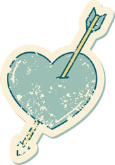 iconic distressed sticker tattoo style image of an arrow and heart