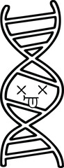 line drawing cartoon of a DNA strand