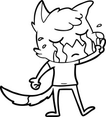 crying waving fox cartoon