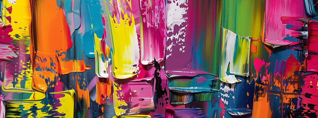Vibrant Abstract Acrylic Paint Strokes on Canvas
