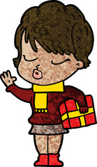 cartoon woman with eyes shut