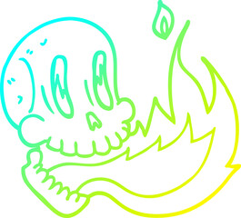 Obraz premium cold gradient line drawing of a cartoon flaming skull