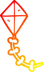 warm gradient line drawing of a cartoon kite