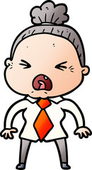 cartoon angry old woman