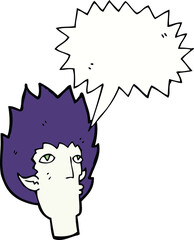 cartoon vampire face with speech bubble
