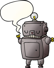 cartoon robot with speech bubble in smooth gradient style