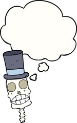 cartoon spooky skull with thought bubble