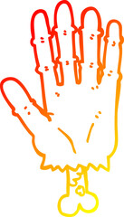 warm gradient line drawing of a cartoon zombie hand