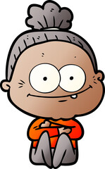 cartoon happy old woman