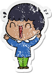 distressed sticker of a laughing cartoon man