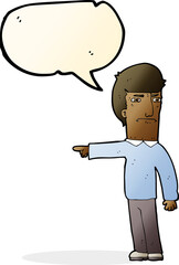 cartoon man pointing with speech bubble
