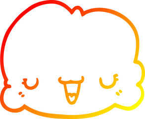 warm gradient line drawing of a cute cartoon cloud