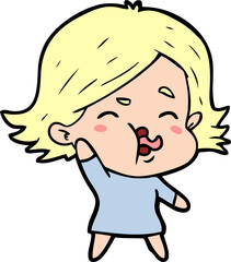cartoon girl pulling face