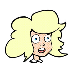 freehand drawn cartoon surprised female face