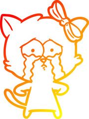 warm gradient line drawing of a cartoon cat