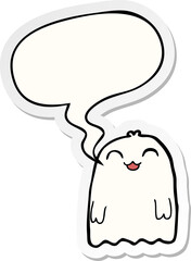 cartoon ghost with speech bubble sticker