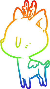 recommend clip art: rainbow gradient line drawing of a cute deer