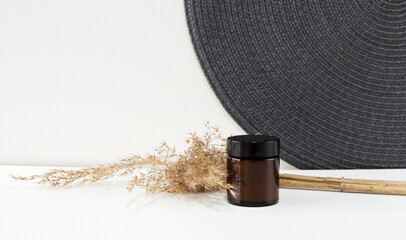 Black cosmetic cream jar mockup