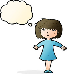 cartoon surprised woman with thought bubble