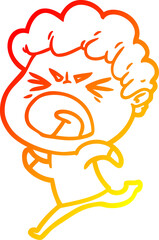 warm gradient line drawing of a cartoon furious man