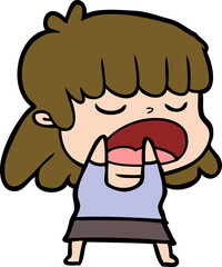 cartoon woman talking loudly